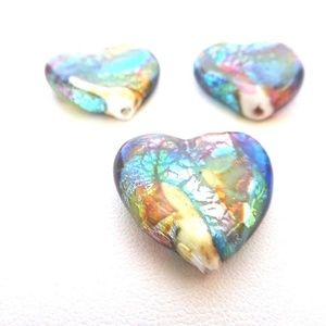 Murano Lampwork Heart Glass Beads Quantity 3